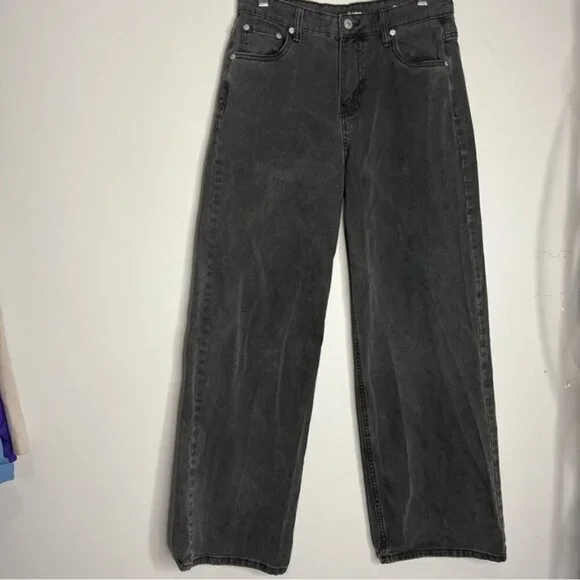 Refuge Denim High Waist Loose Fit Baggy Black Retro Jeans, size 5 - Picture 2 of 12